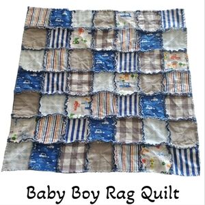 New Homemade Baby Boy Rag Quilt Flannel/Corduroy